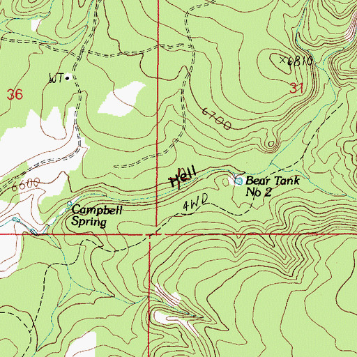 Topographic Map of Bear Tank Number Two, AZ
