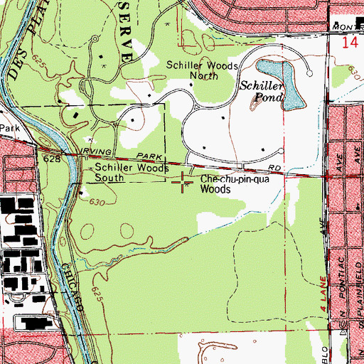 Topographic Map of Che-chu-pin-qua Woods, IL