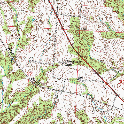 Topographic Map of Cheatham Cemetery, IL