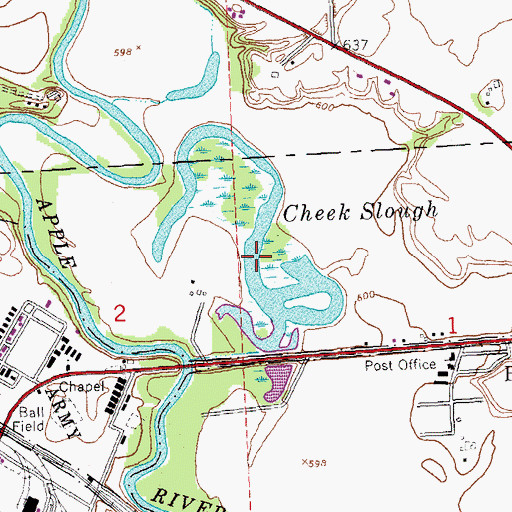 Topographic Map of Cheek Slough, IL
