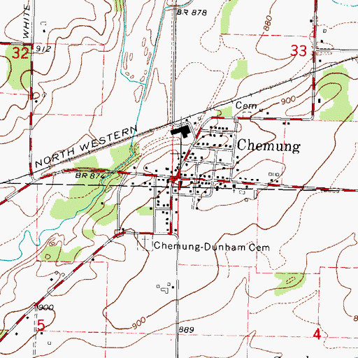 Topographic Map of Chemung, IL