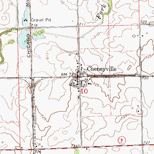 Topographic Map of Cheneyville, IL