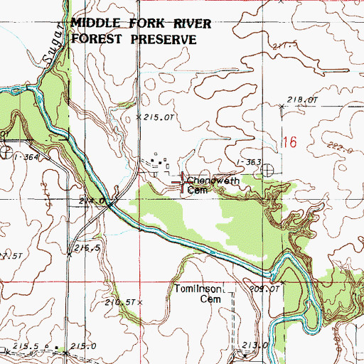 Topographic Map of Chenoweth Cemetery, IL