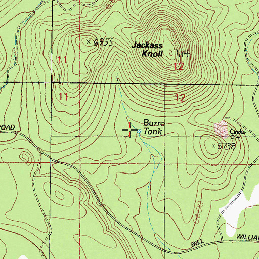 Topographic Map of Burro Tank, AZ