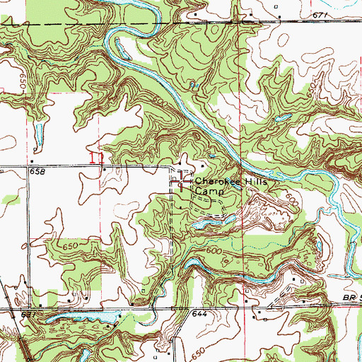 Topographic Map of Cherokee Hills Camp, IL