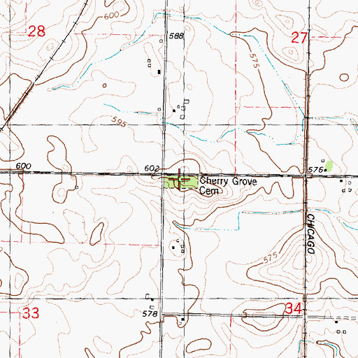 Topographic Map of Cherry Grove Cemetery, IL