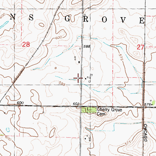Topographic Map of Cherry Grove School (historical), IL