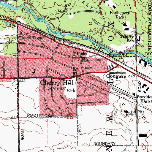 Topographic Map of Cherry Hill, IL