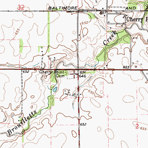 Topographic Map of Cherry Point Cemetery, IL