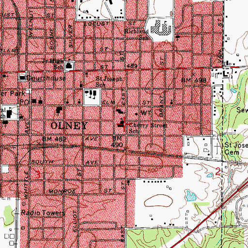 Topographic Map of Cherry Elementary School, IL