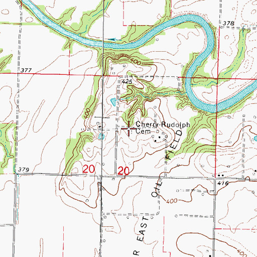 Topographic Map of Cherry Cemetery, IL