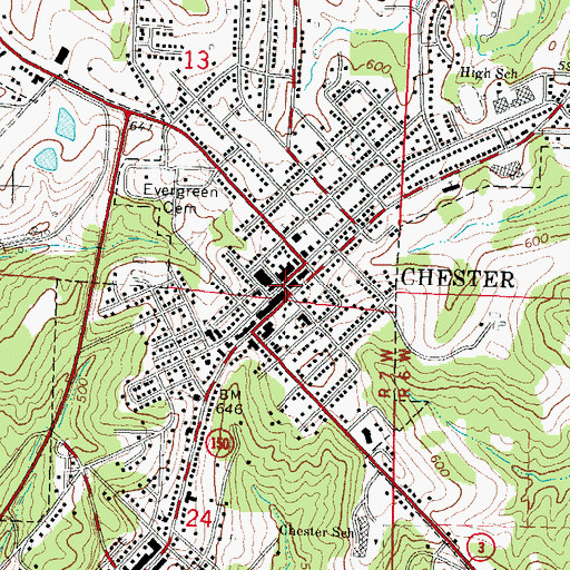 Topographic Map of Chester, IL