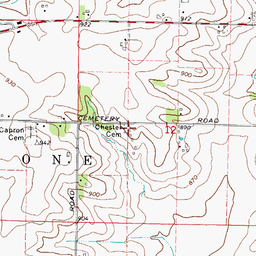 Topographic Map of Chester Cemetery, IL