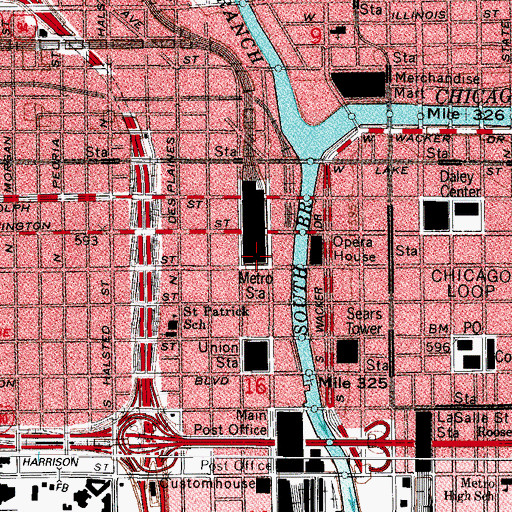 Topographic Map of Chicago and Northwestern Station, IL
