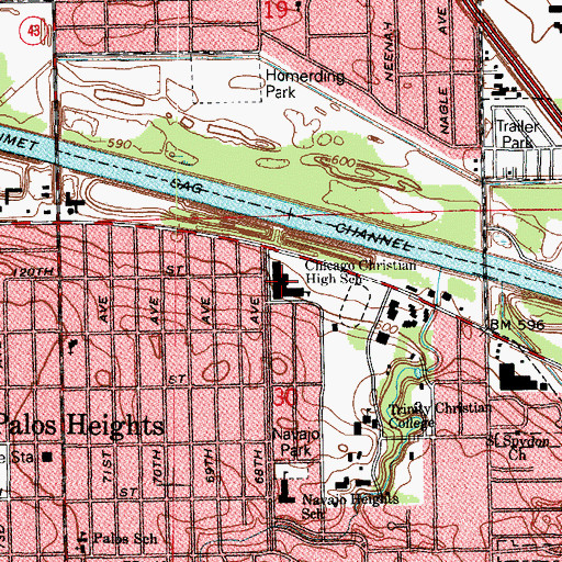 Topographic Map of Chicago Christian High School, IL