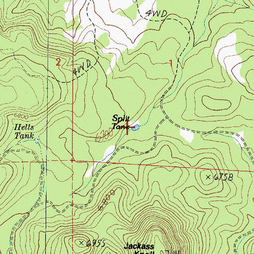 Topographic Map of Split Tank, AZ