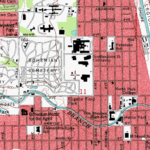 Topographic Map of Chicago Parental School, IL