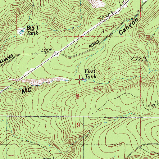 Topographic Map of First Tank, AZ