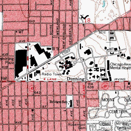 Topographic Map of Chicago Read Mental Health Center, IL