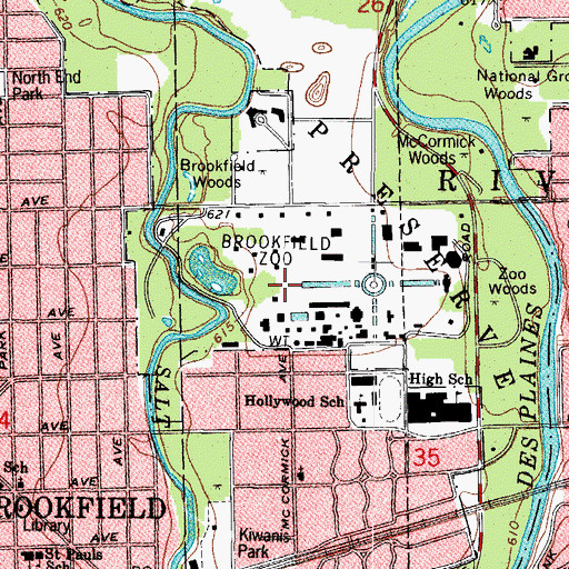 Topographic Map of Chicago Zoological Park, IL