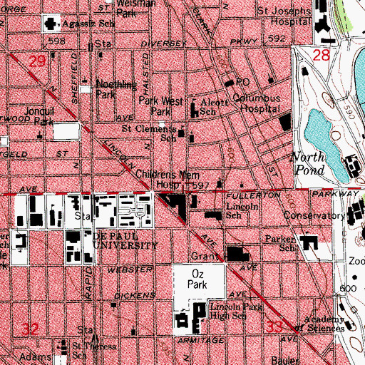 Topographic Map of Childrens Hospital, IL