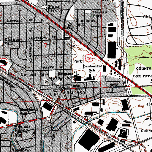 Topographic Map of Chippewa Middle School, IL
