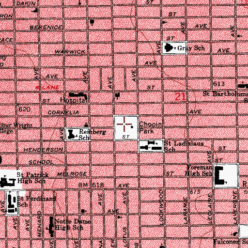 Topographic Map of Chopin Park, IL