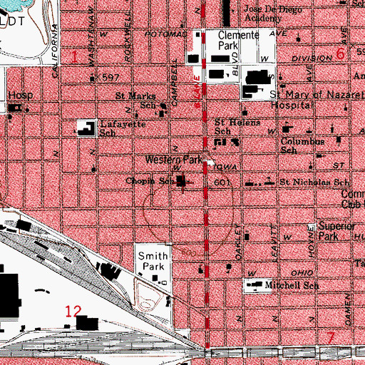 Topographic Map of Chopin Elementary School, IL