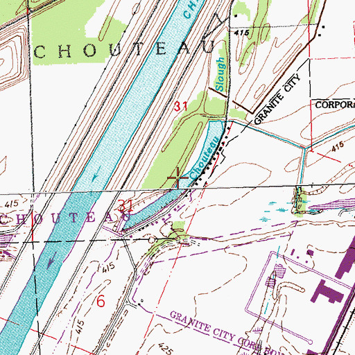 Topographic Map of Chouteau Slough, IL