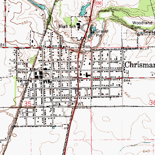 Topographic Map of Chrisman, IL