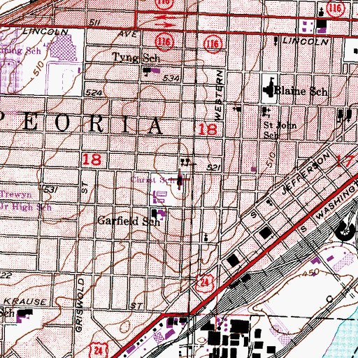 Topographic Map of Christ Lutheran School, IL