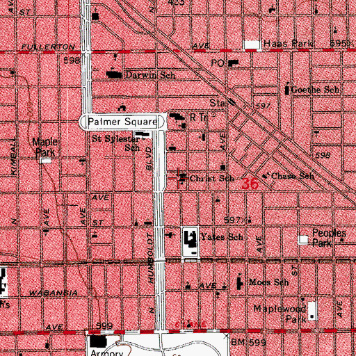 Topographic Map of Christ School, IL