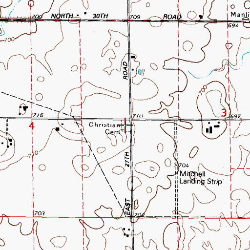 Topographic Map of Christian Cemetery, IL