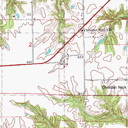 Topographic Map of Christian Neck School (historical), IL