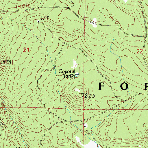 Topographic Map of Coyote Tank, AZ