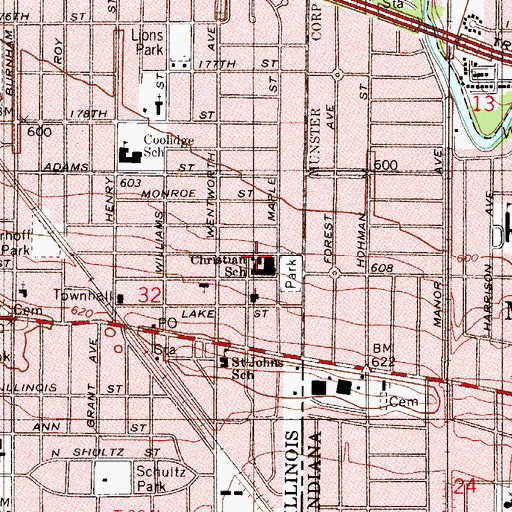 Topographic Map of Christian School, IL