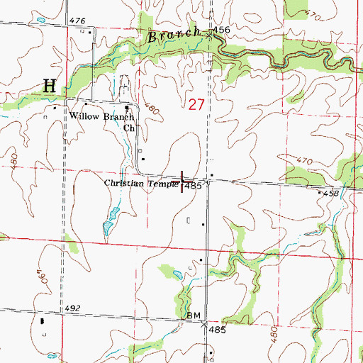 Topographic Map of Christian Temple, IL