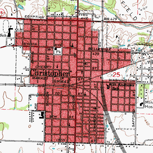 Topographic Map of Christopher, IL