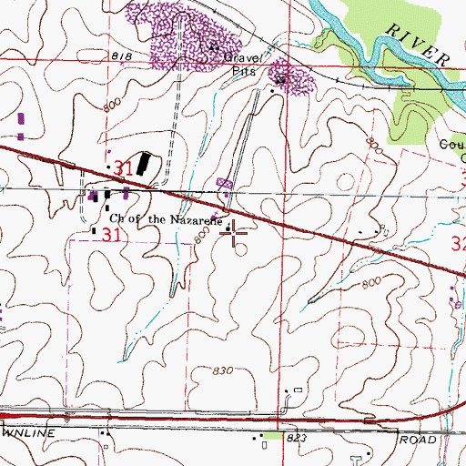 Topographic Map of Church of the Nazarene, IL