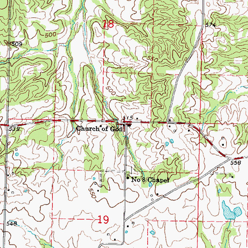 Topographic Map of Church of God, IL