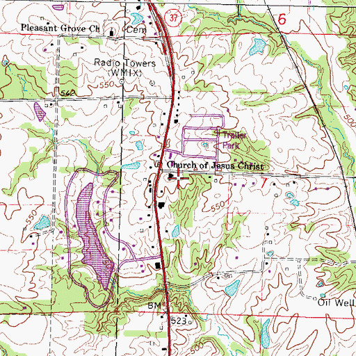 Topographic Map of Church of Jesus Christ, IL