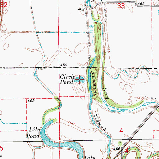 Topographic Map of Circle Pond, IL