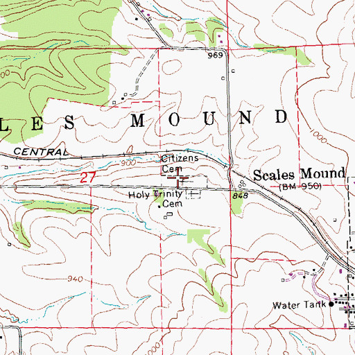 Topographic Map of Citzens Cemetery, IL