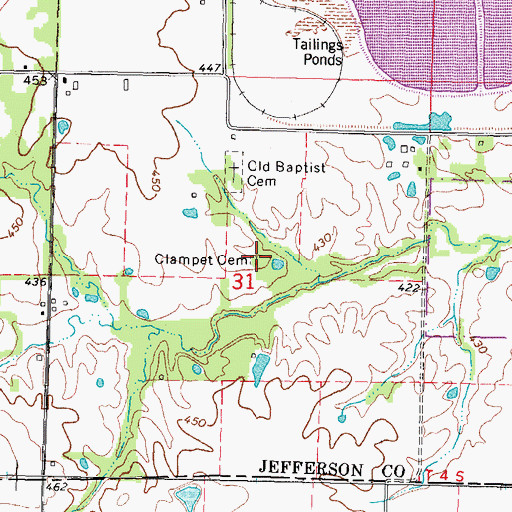 Topographic Map of Clampet Cemetery, IL