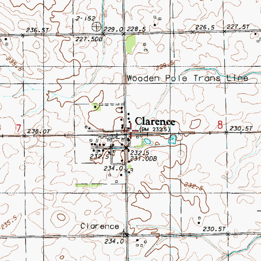 Topographic Map of Clarence, IL