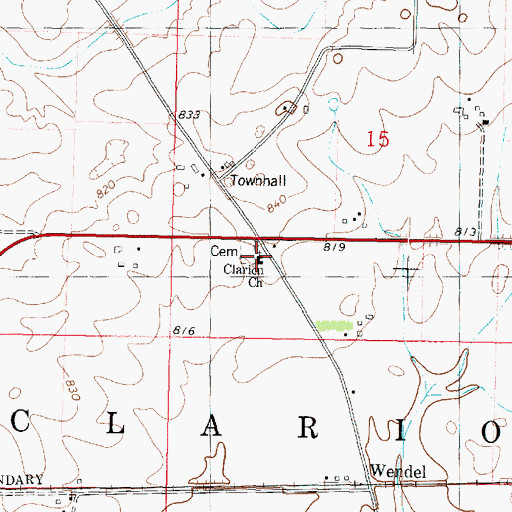Topographic Map of Clarion Church, IL