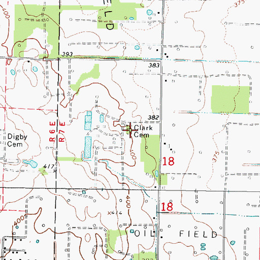 Topographic Map of Clark Cemetery, IL