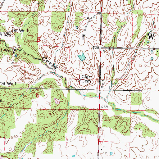 Topographic Map of Clark Cemetery, IL