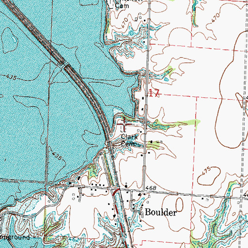 Topographic Map of Clark Cemetery, IL
