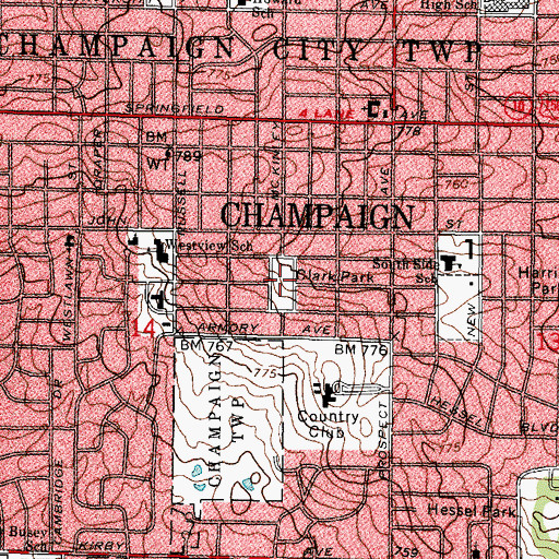 Topographic Map of Clark Park, IL
